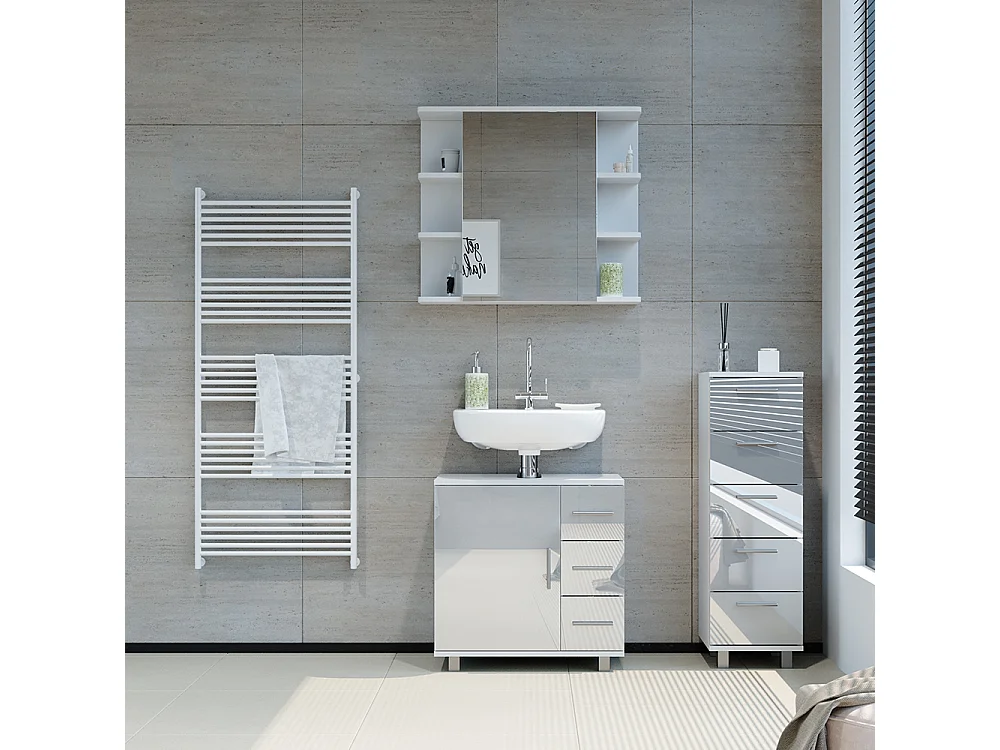 Badschrank weiß hochglanz 30x30x95 ilias