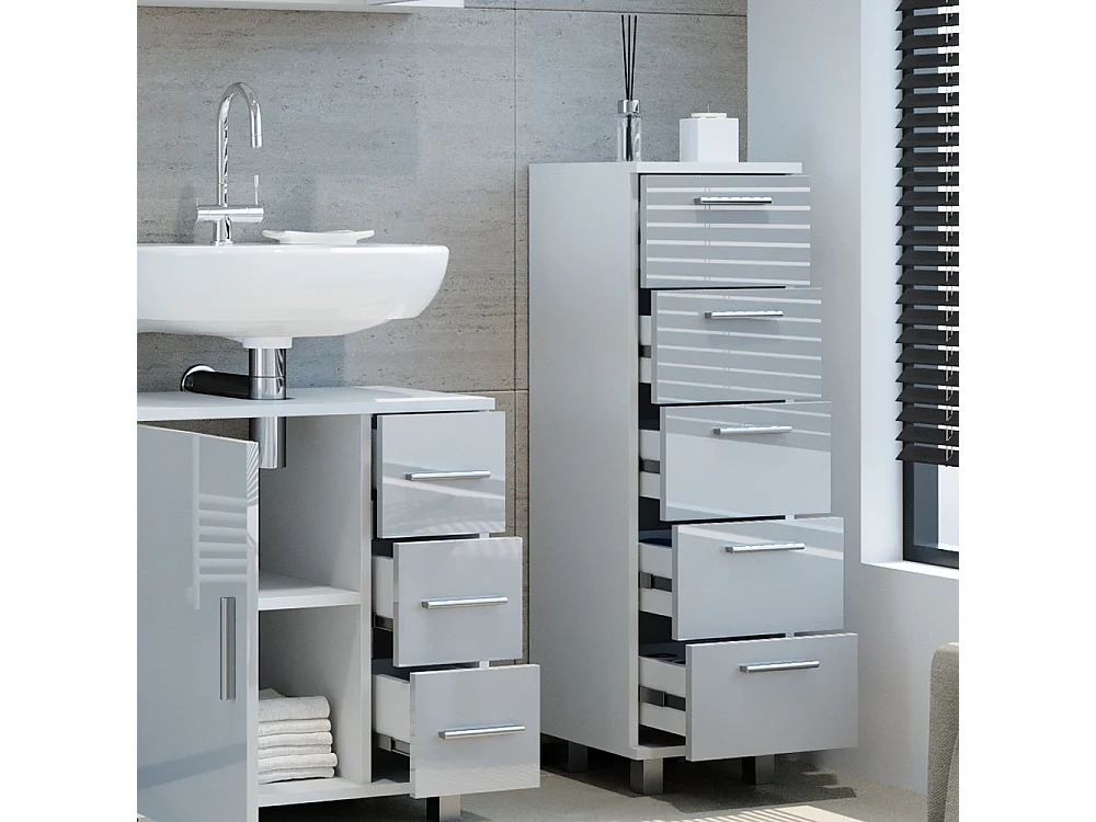 Badschrank weiß hochglanz 30x30x95 ilias