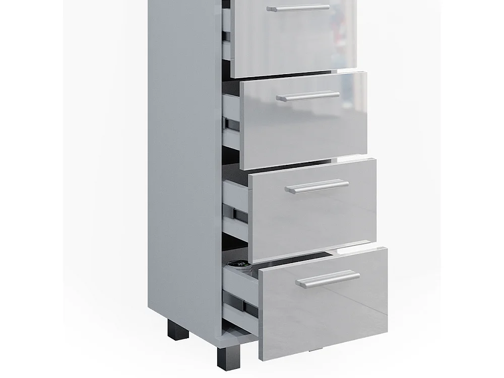 Meuble salle de bain blanc haute brillance 30x30x95 ilias