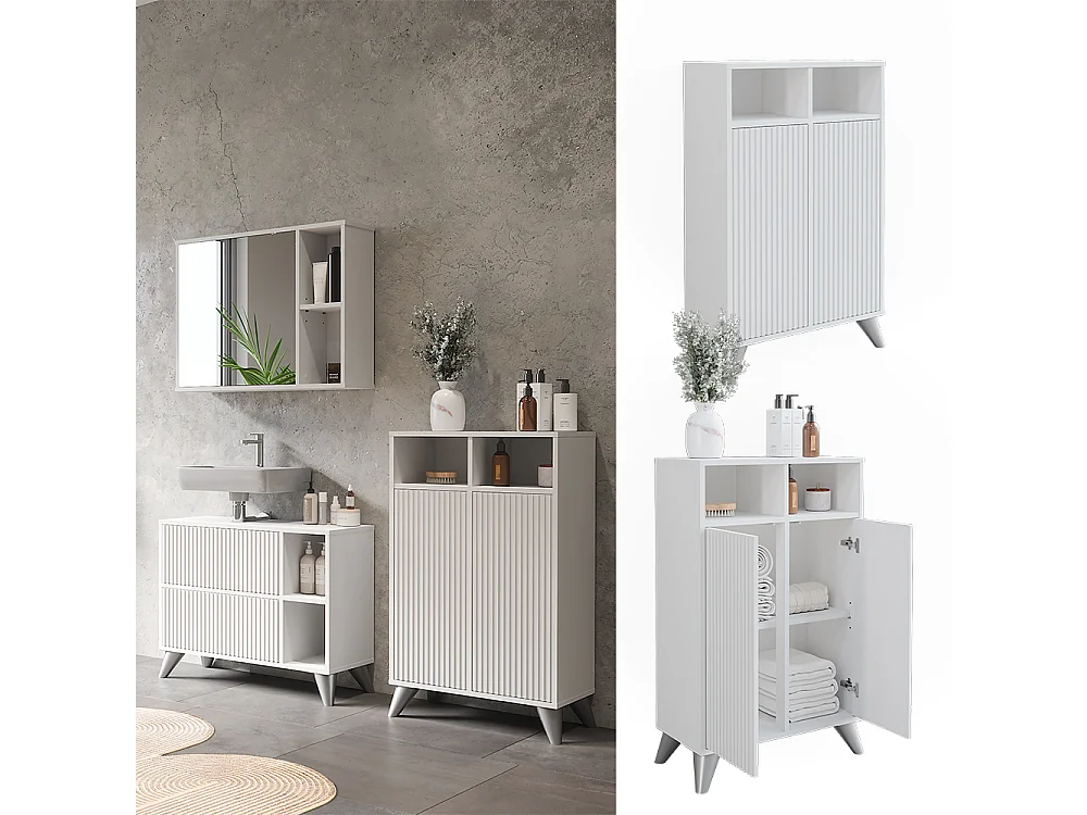 Midischrank weiß 60x30x97 leano