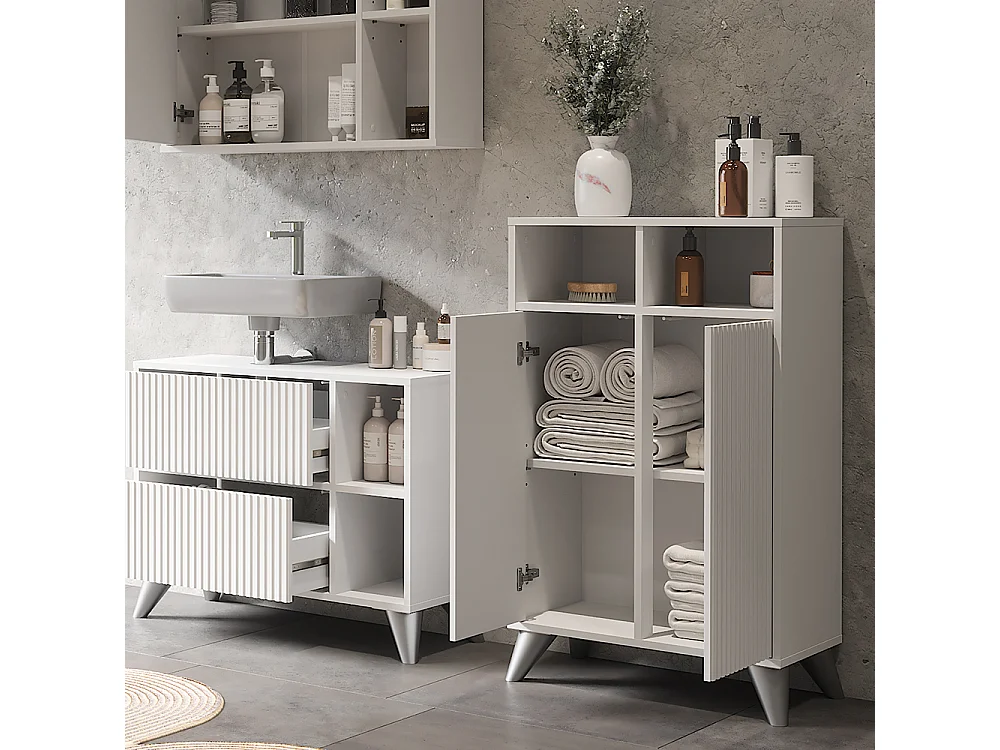 Midischrank weiß 60x30x97 leano