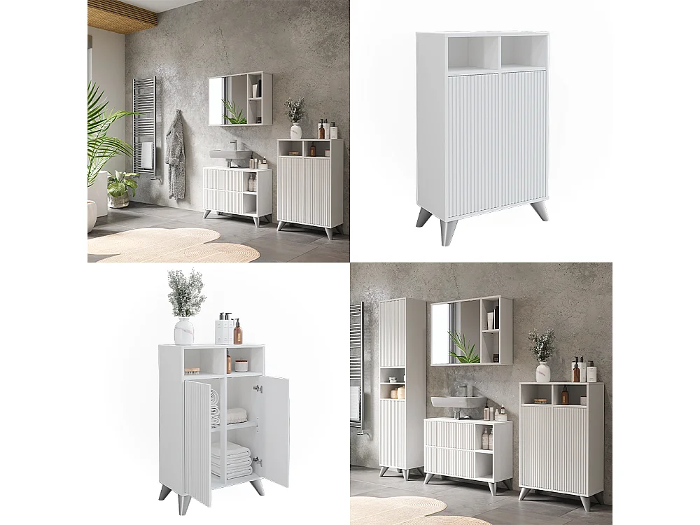 Midischrank weiß 60x30x97 leano