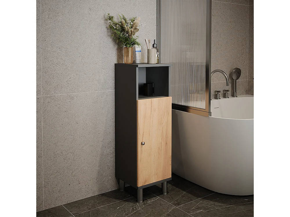 Midischrank anthrazit/goldkraft eiche 30x30x95 fynn