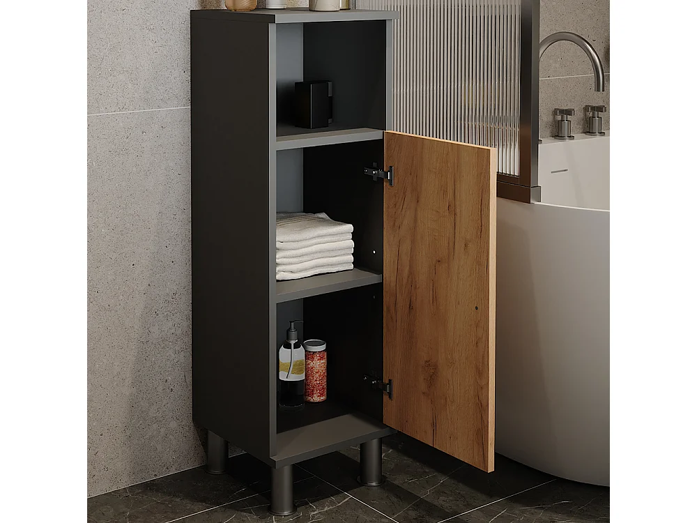 Midischrank anthrazit/goldkraft eiche 30x30x95 fynn