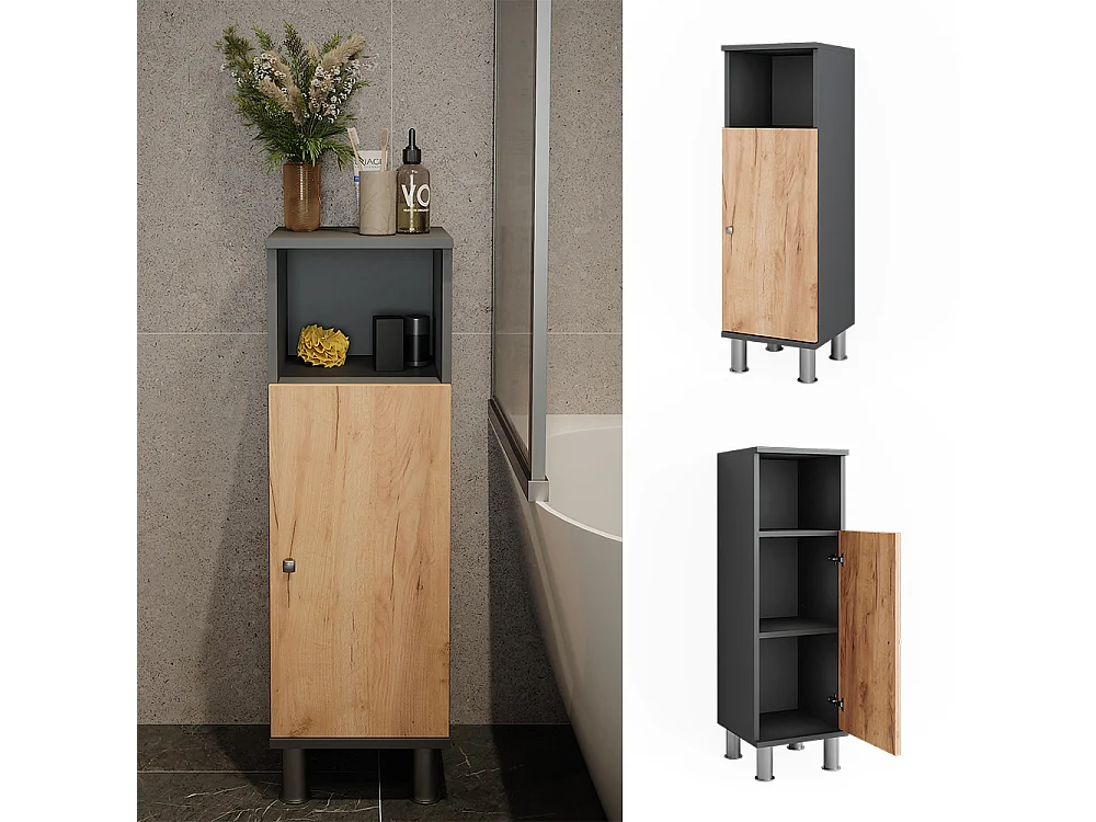Meuble midischrank anthracite/chêne doré 30x30x95 fynn