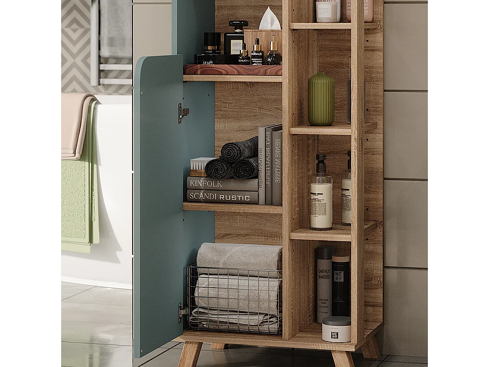 Armoire de salle de bain sonoma/bleu 50x35x175 karen