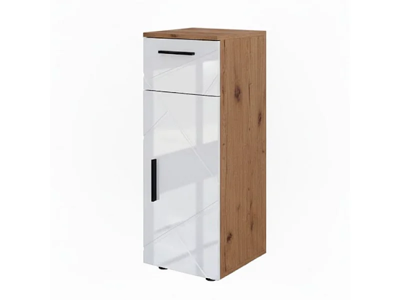 Midischrank weiß hochglanz/goldkraft eiche 30x30x81 irma