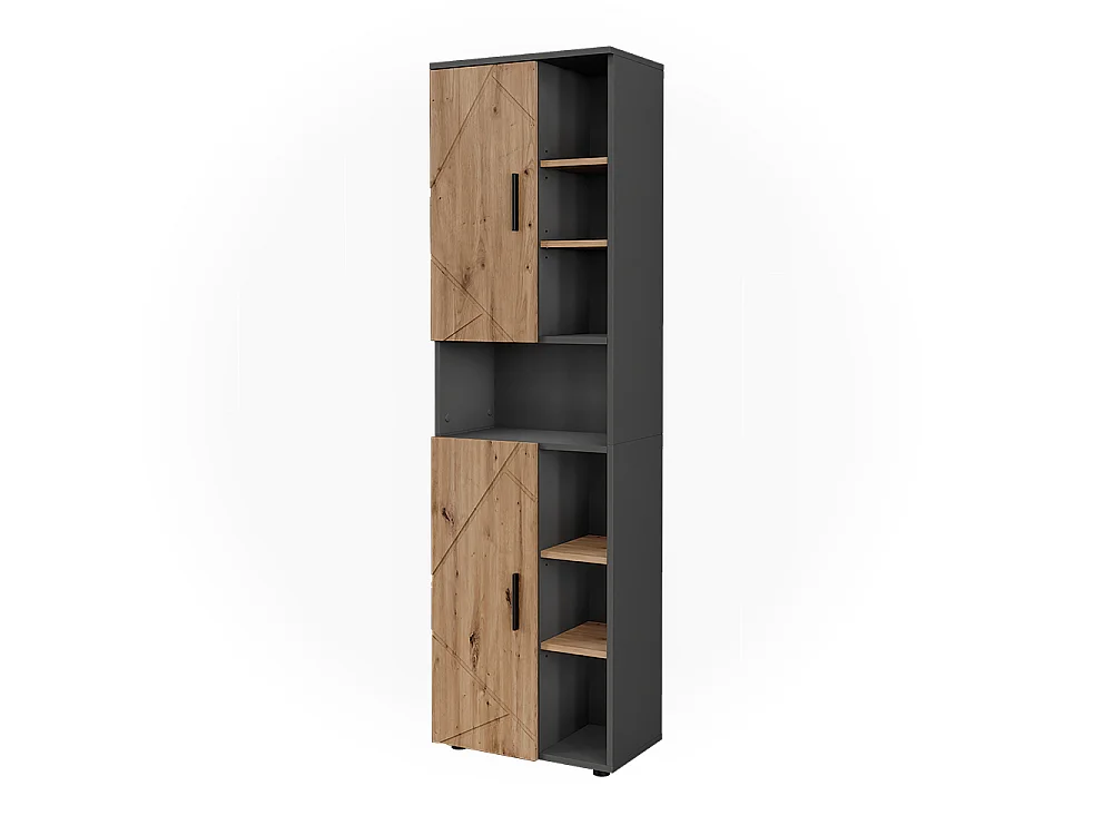Armoire haute anthracite/chêne de force doré 50x30x172 irma