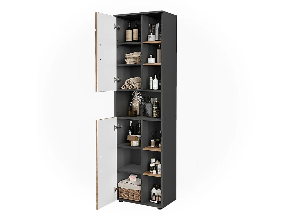 Armoire haute anthracite/chêne de force doré 50x30x172 irma