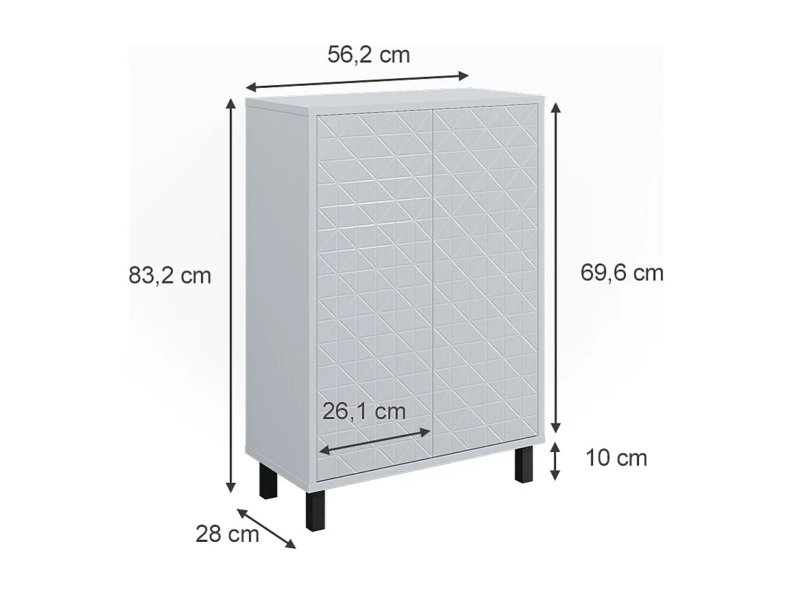 Midischrank weiß 56.2x28x83.2 agasta