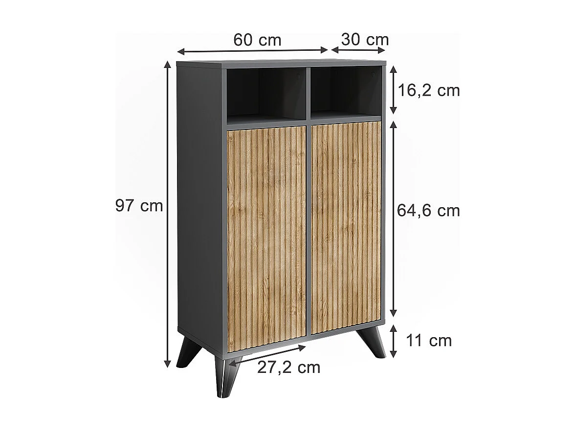 Armoire Midischrank anthracite/chêne de montagne 60x30x97 leano