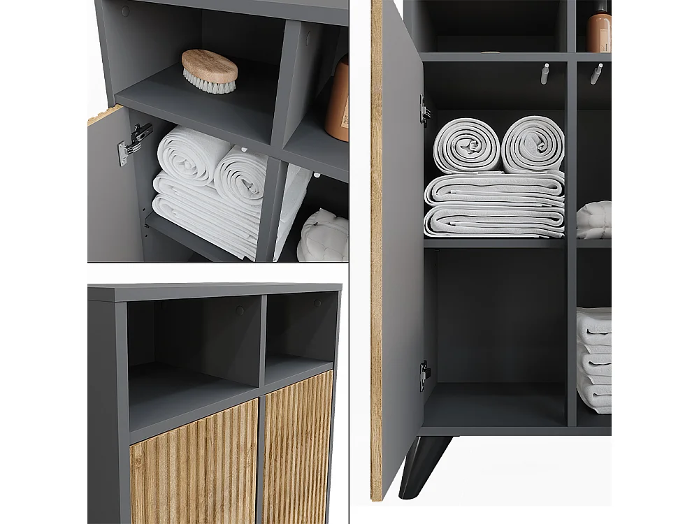 Armoire Midischrank anthracite/chêne de montagne 60x30x97 leano