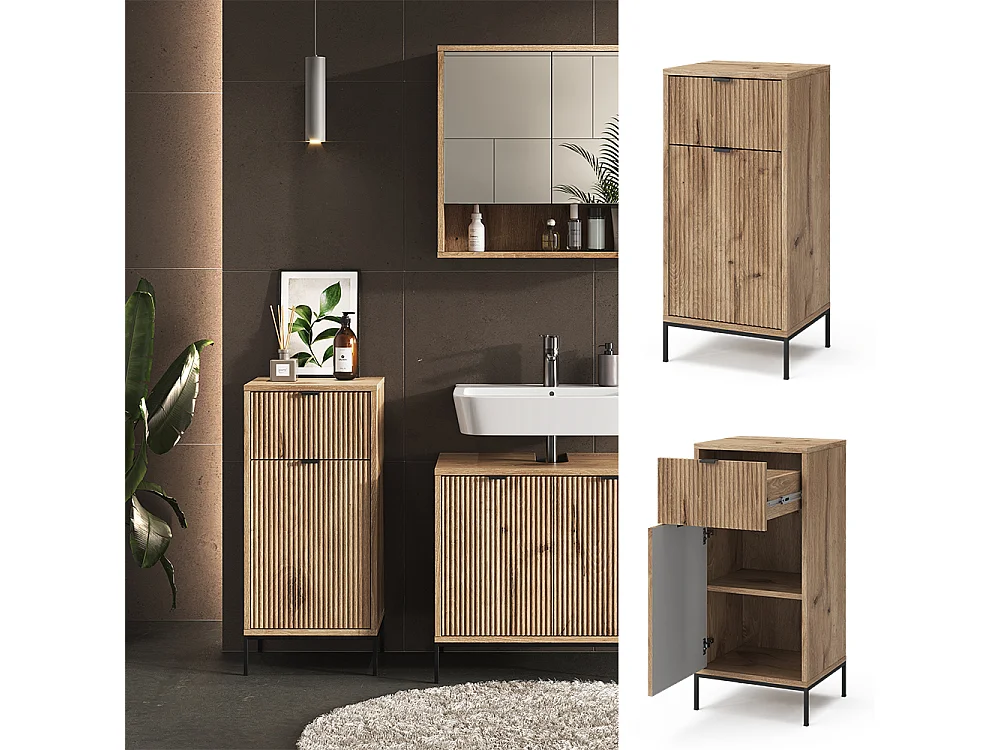 Meuble salle de bain chêne viking 40x35x87 eliza