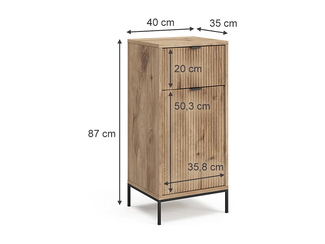 Meuble salle de bain chêne viking 40x35x87 eliza