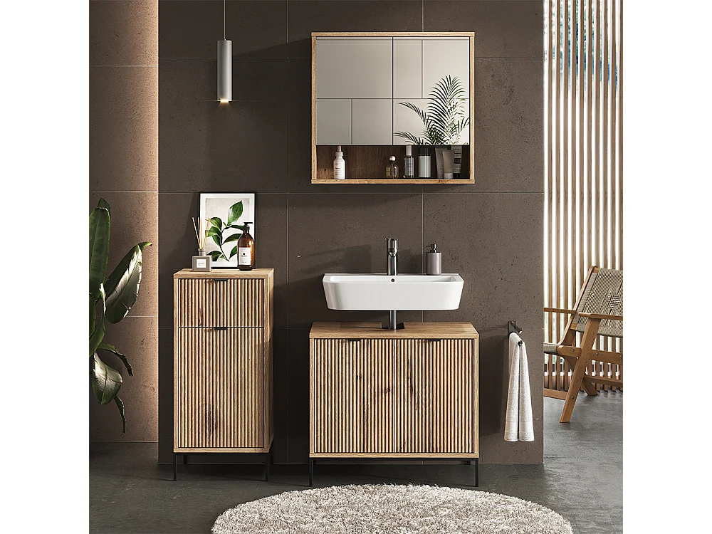 Meuble salle de bain chêne viking 40x35x87 eliza
