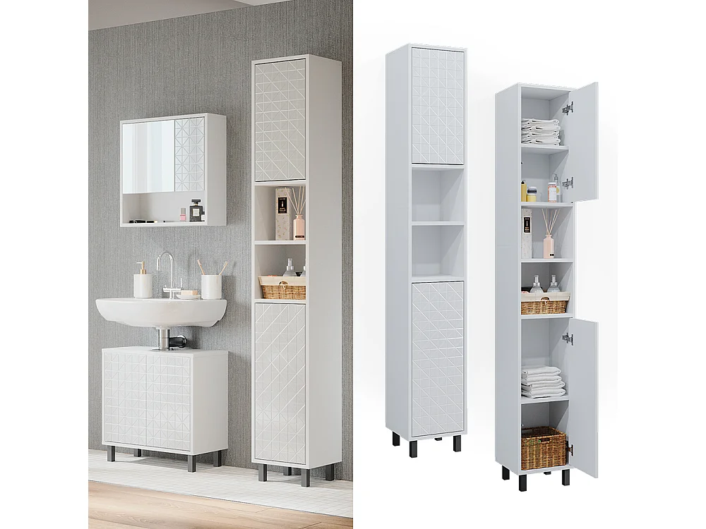 Meuble salle de bain blanc 30x28x190.3 agasta