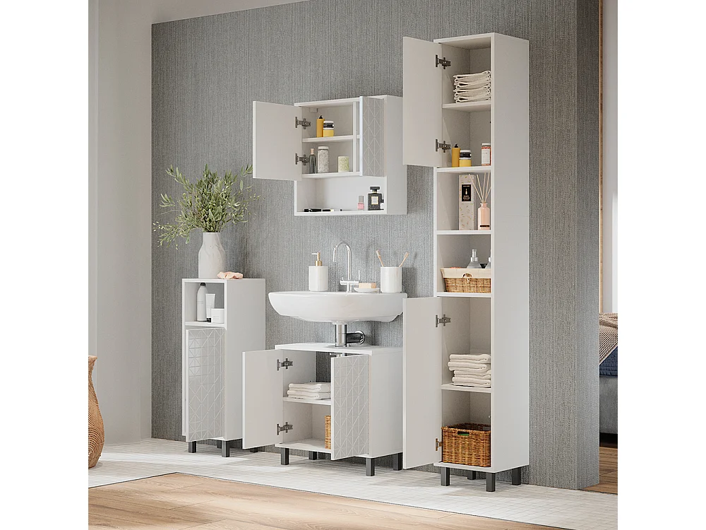 Meuble salle de bain blanc 30x28x190.3 agasta