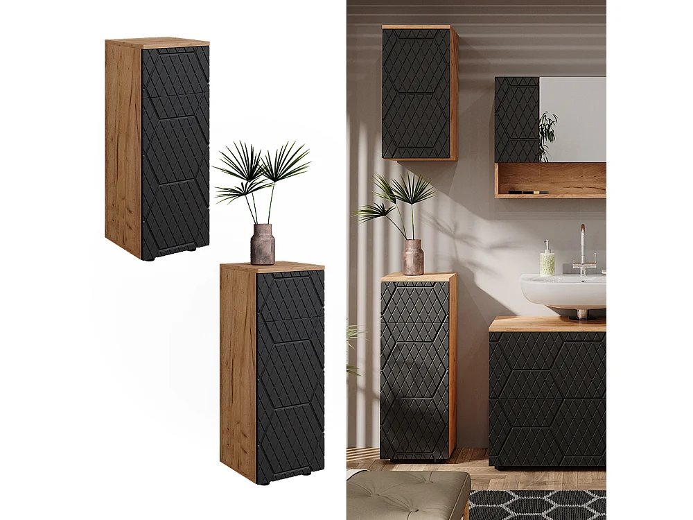 Meuble salle de bain anthracite avec structure en nid dabeille 30x30x81 irma
