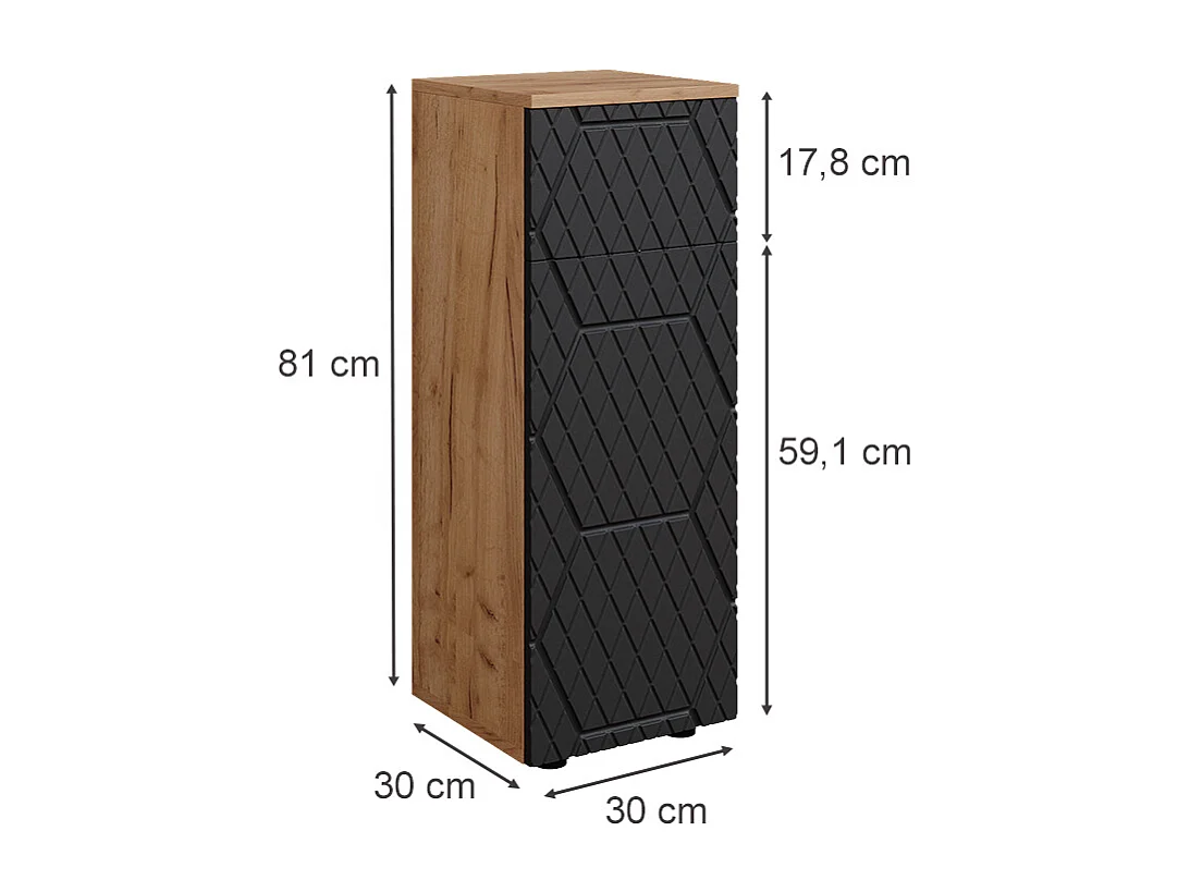 Meuble salle de bain anthracite avec structure en nid dabeille 30x30x81 irma