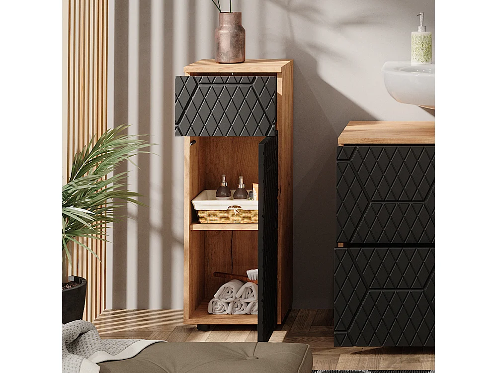 Meuble salle de bain anthracite avec structure en nid dabeille 30x30x81 irma