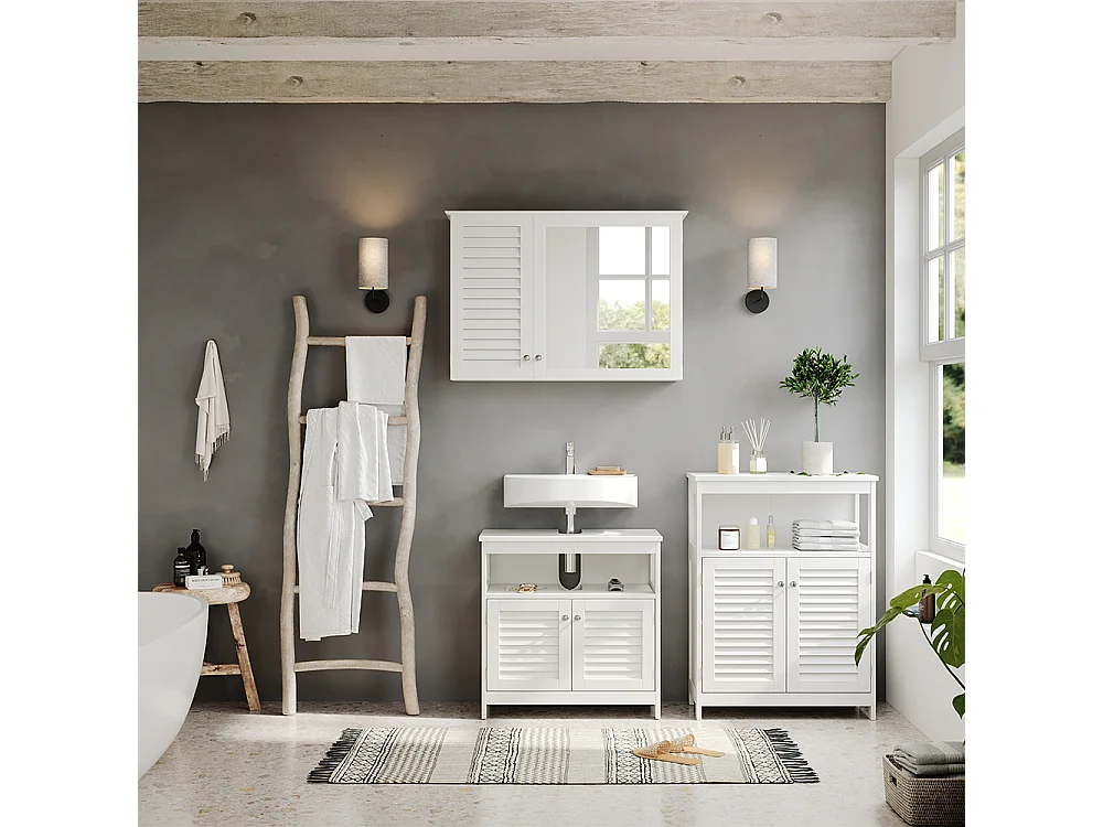 Meuble salle de bain blanc 60x30x80 riad