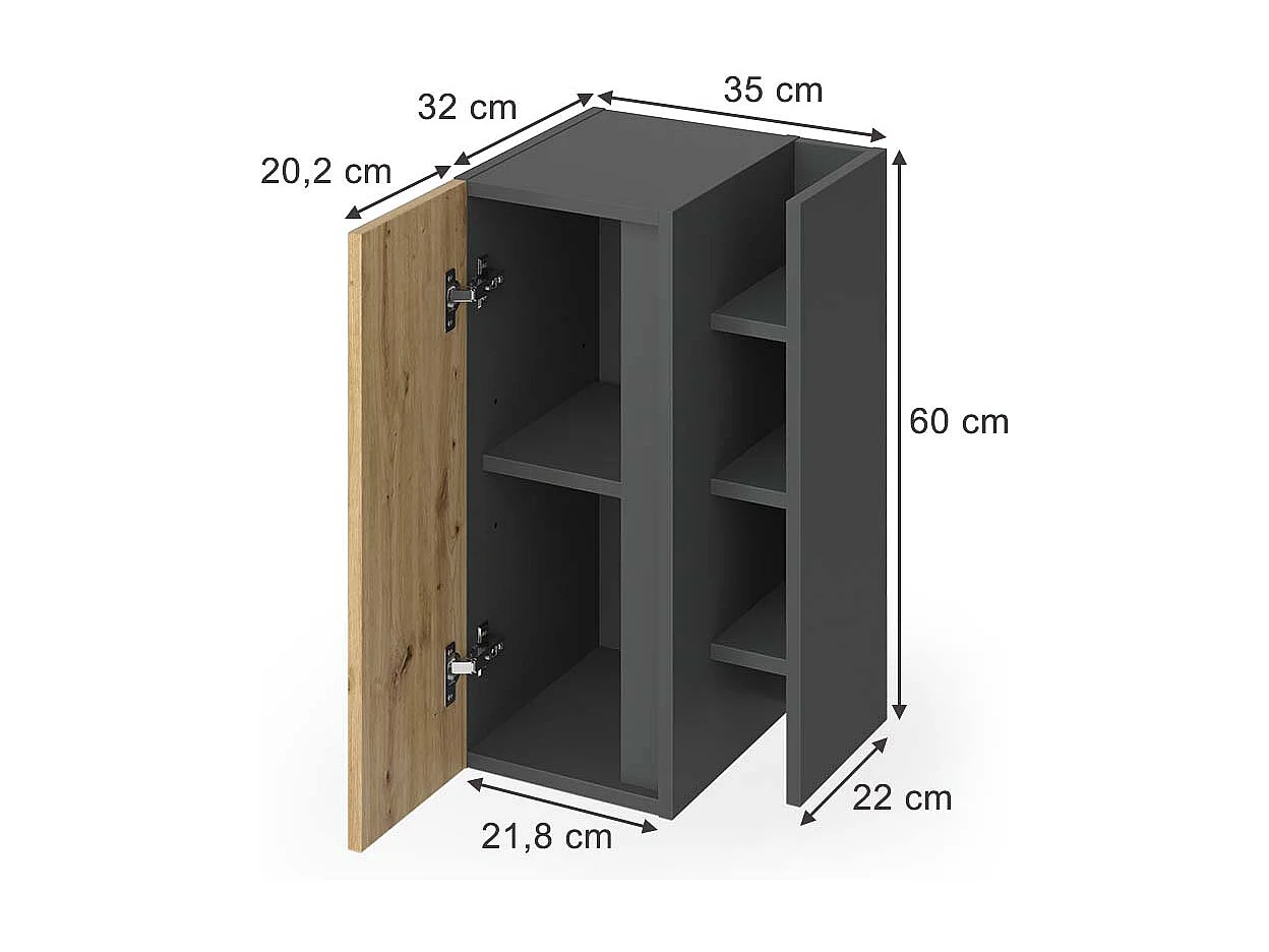 Midi-skåp antracit/artisan 35x32x60 edelin