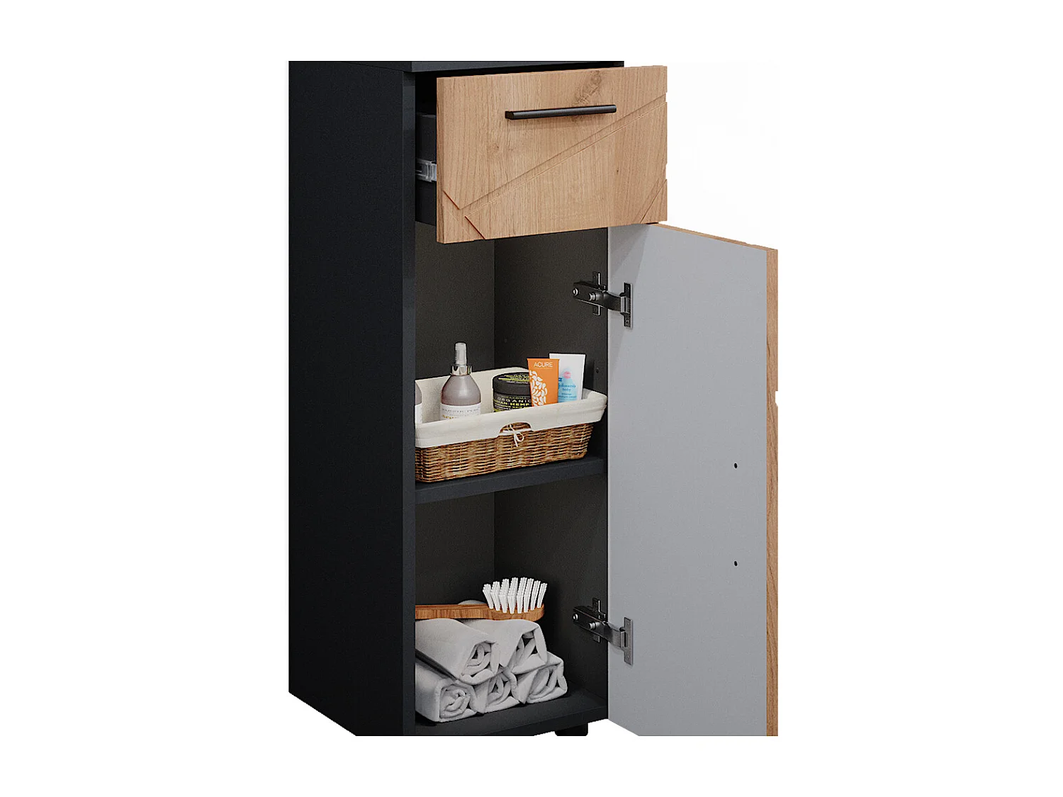 Meuble salle de bain chêne doré/anthracite 30x30x81 irma