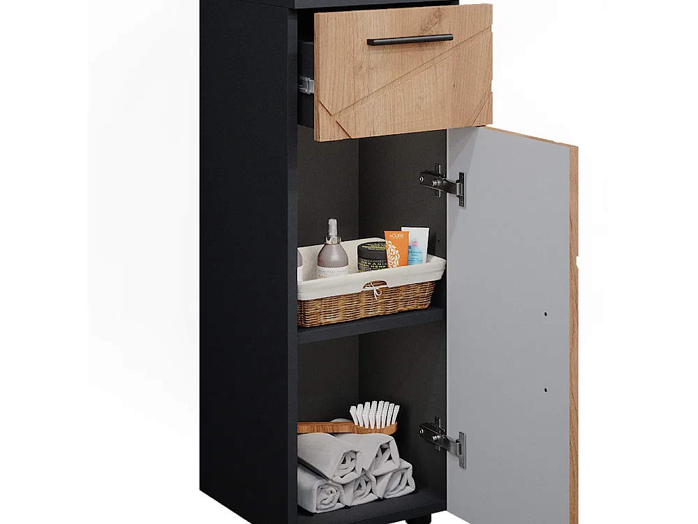 Halfhoge kast eik goud/antraciet 30x30x81 irma