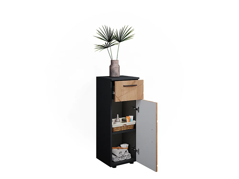 Halfhoge kast eik goud/antraciet 30x30x81 irma