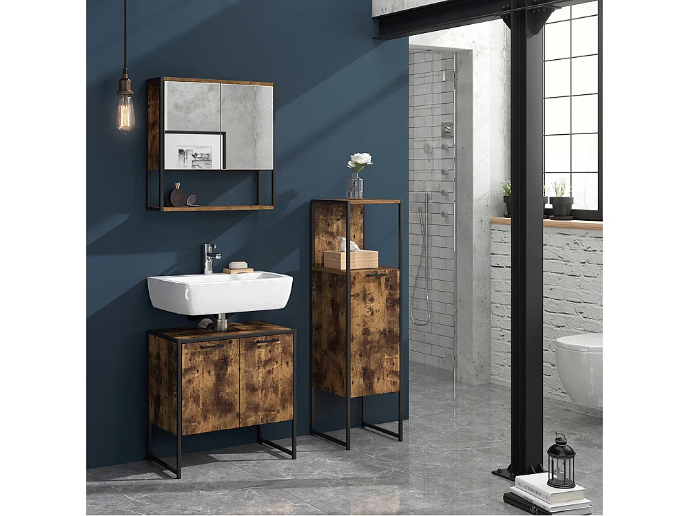 Meuble salle de bain bois antique 33x33x120.4 fyrk
