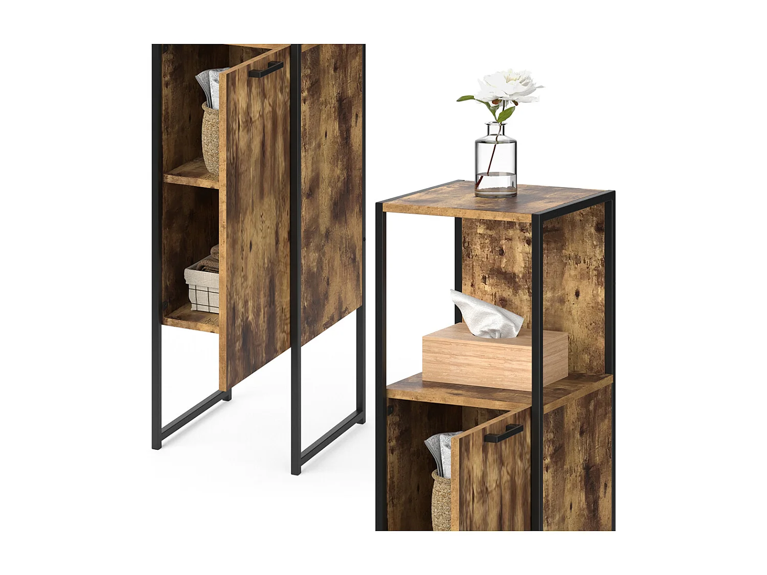 Meuble salle de bain bois antique 33x33x120.4 fyrk