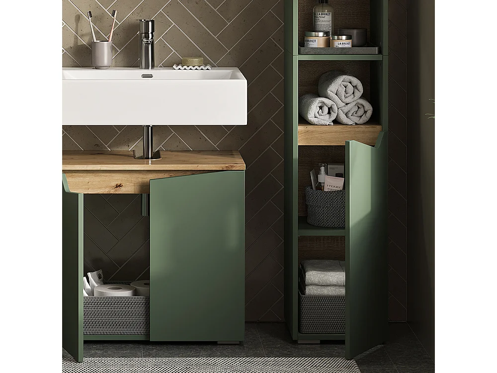 Armoire de salle de bain vert/artisan 30x35x180 marelle
