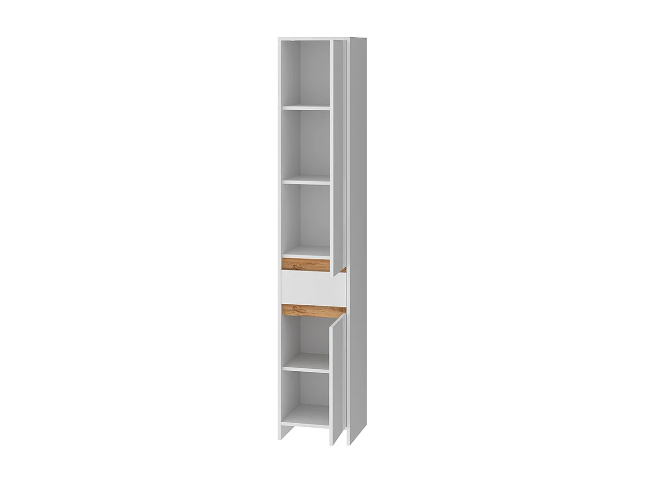 Badschrank weiß hochglanz/goldkraft eiche 35x35x190 detmold