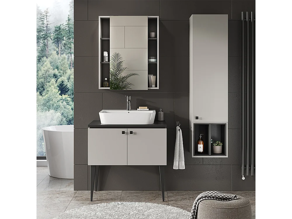 Armario de baño gris 37.5x35x150 gerta