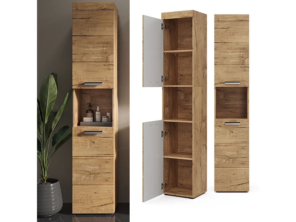 Badschrank eiche wotan 37x32.6x190 luna