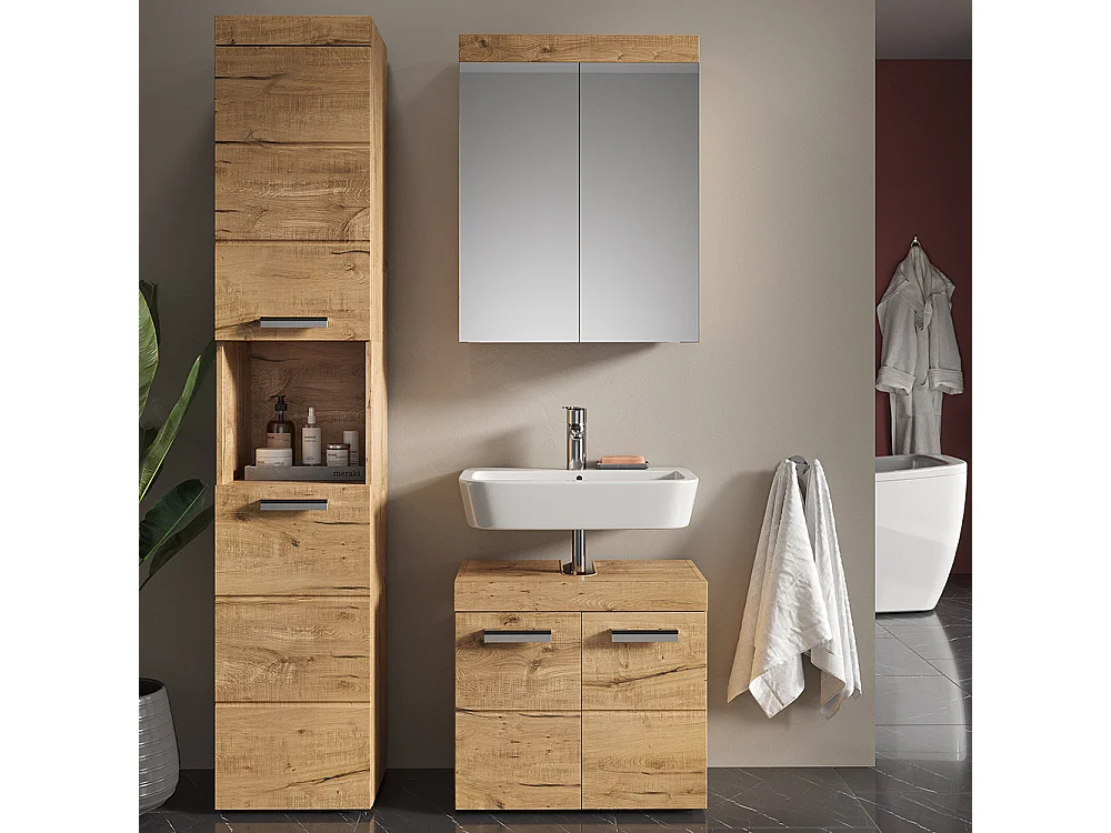 Badschrank eiche wotan 37x32.6x190 luna