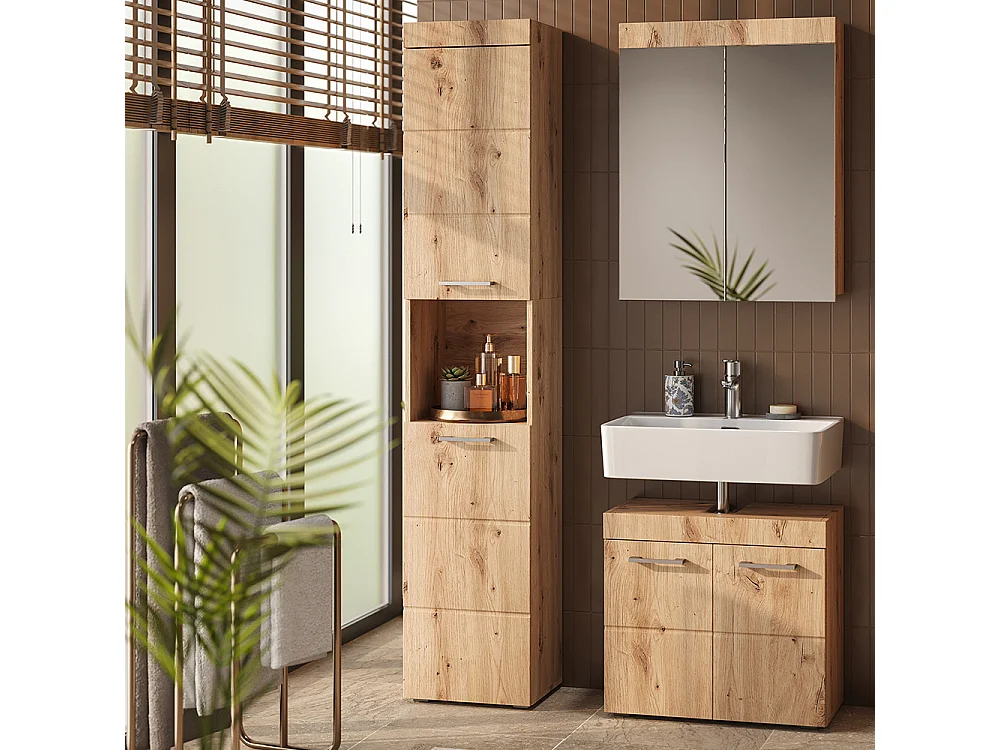 Badkamerkast eiken wotan 37x32.6x190 luna