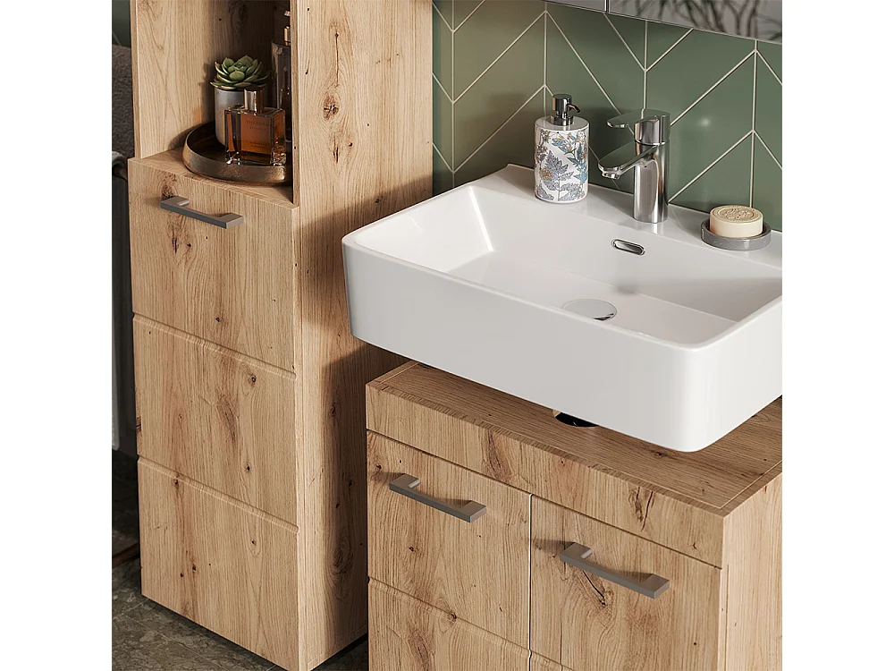 Badkamerkast eiken wotan 37x32.6x190 luna