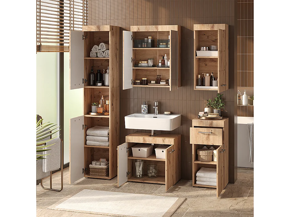 Badkamerkast eiken wotan 37x32.6x190 luna