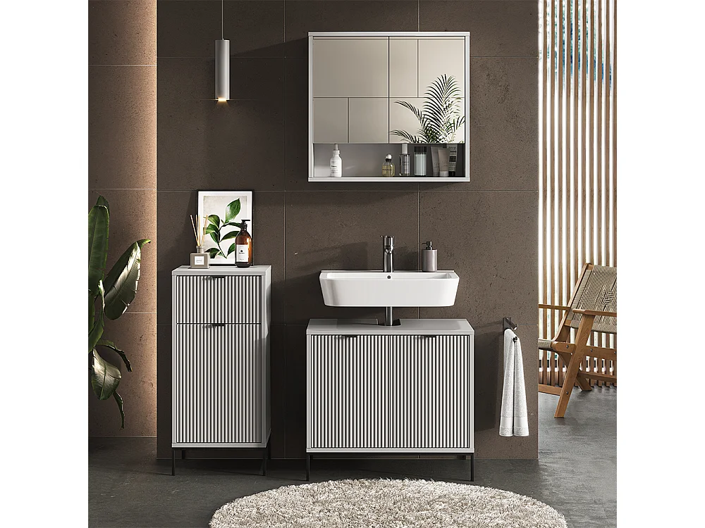 Meuble salle de bain gris 40x35x87 eliza