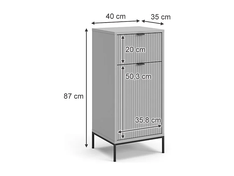 Meuble salle de bain gris 40x35x87 eliza