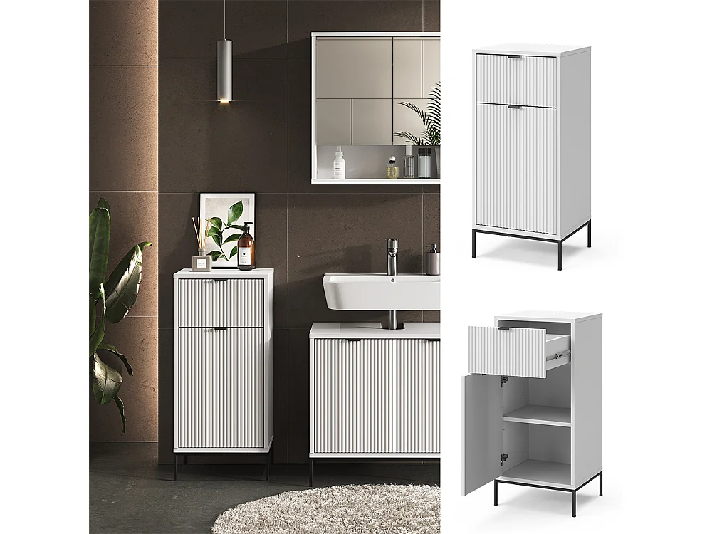 Meuble salle de bain blanc 40x35x87 eliza