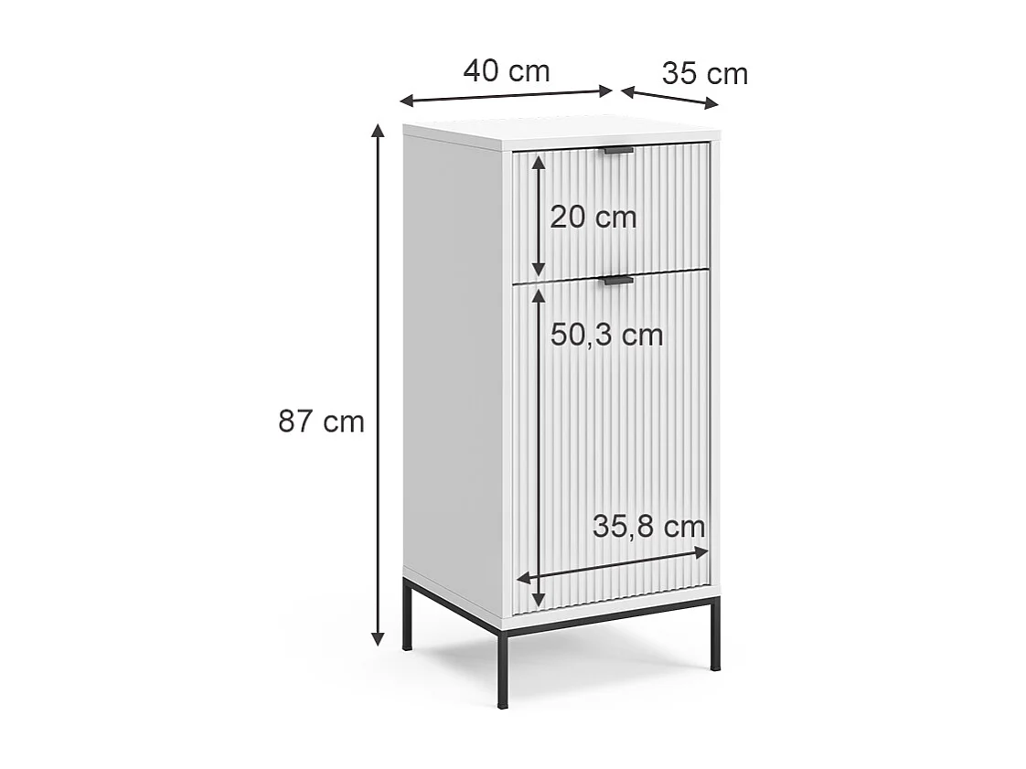 Meuble salle de bain blanc 40x35x87 eliza