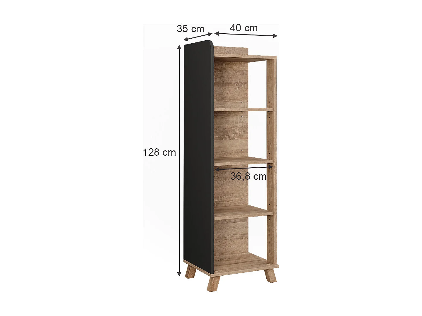 Étagère de salle de bain sonoma/anthracite 40x35x128 karen