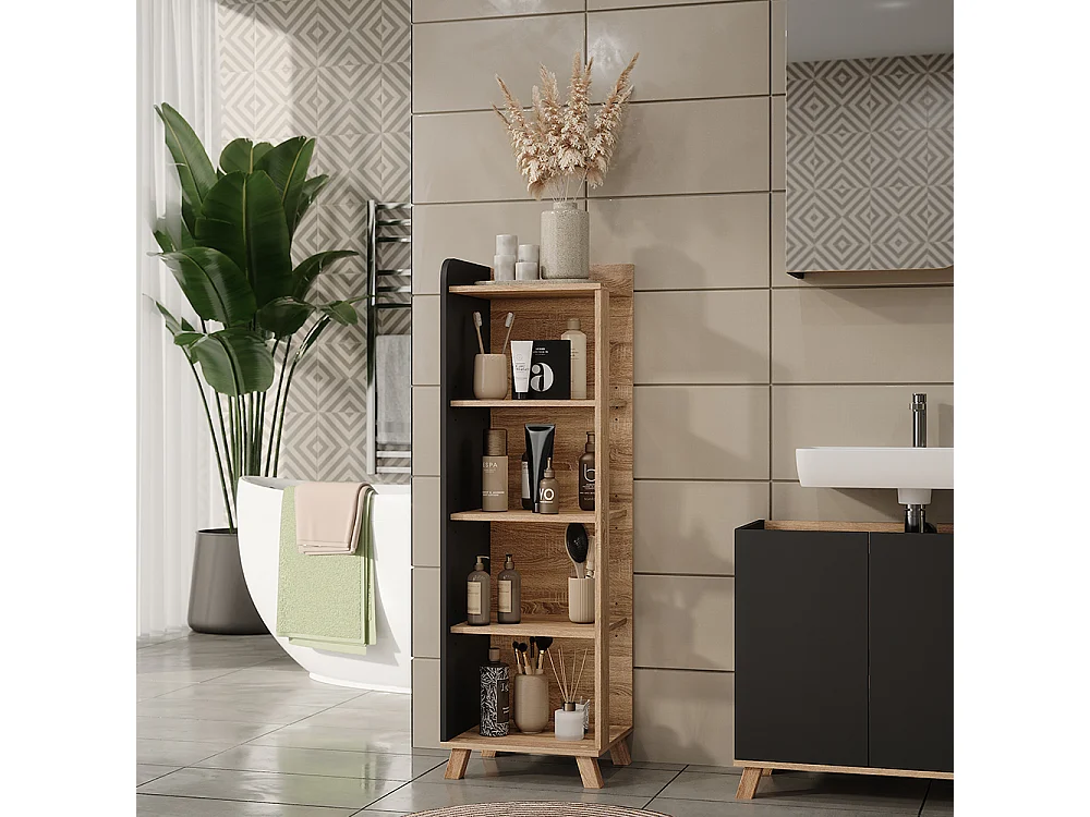 Badeværelseshylde sonoma/antracit 40x35x128 karen