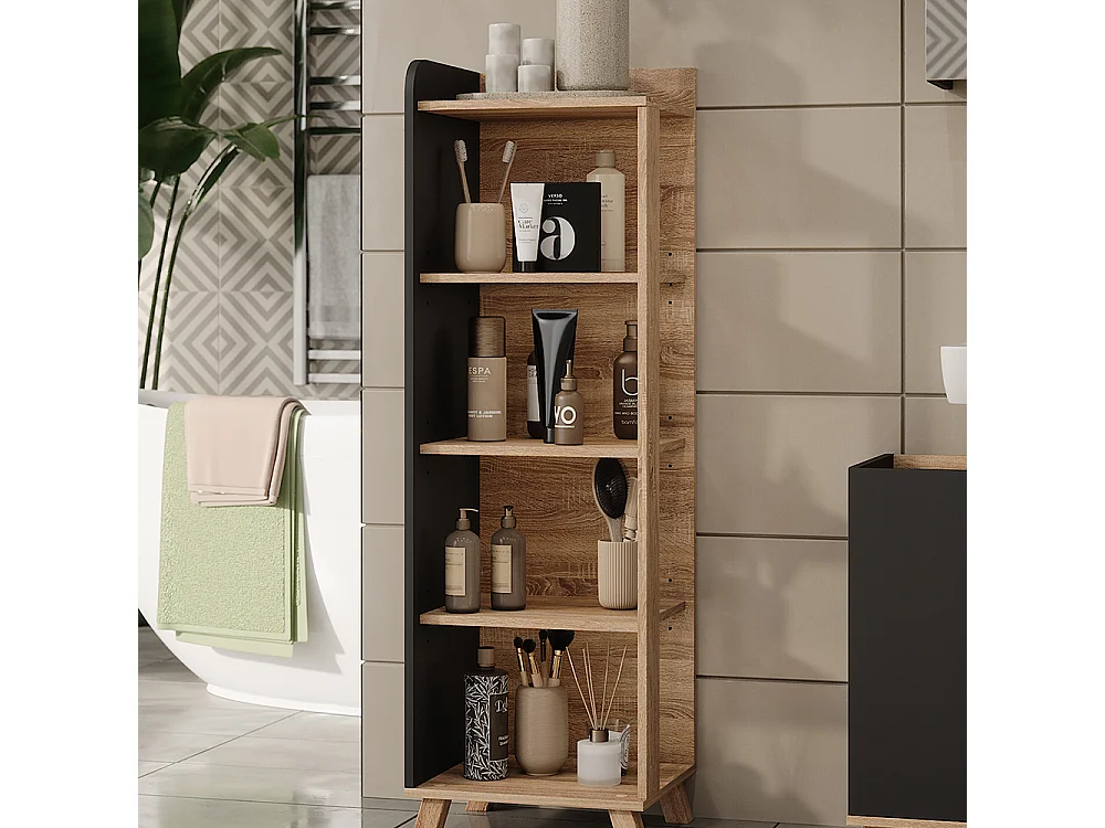 Badeværelseshylde sonoma/antracit 40x35x128 karen