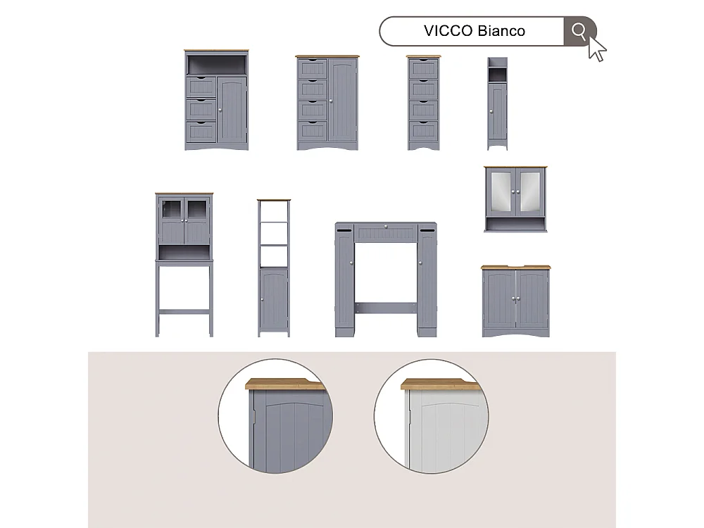 Midischrank grau 18x20x81 bianco