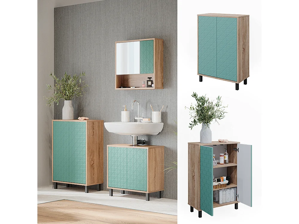 Meuble salle de bain vert menthe 56.2x28x83.2 agasta