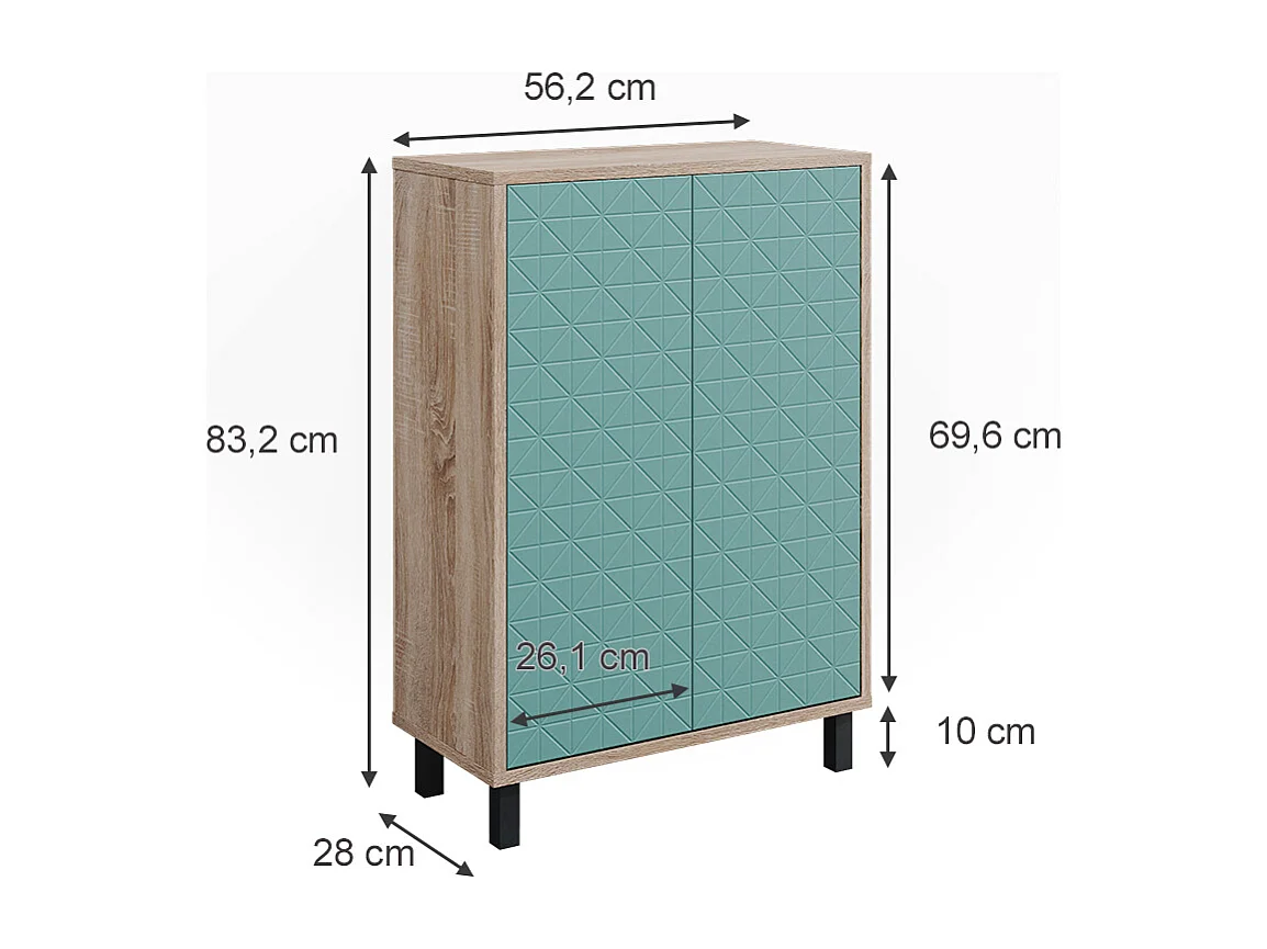 Meuble salle de bain vert menthe 56.2x28x83.2 agasta