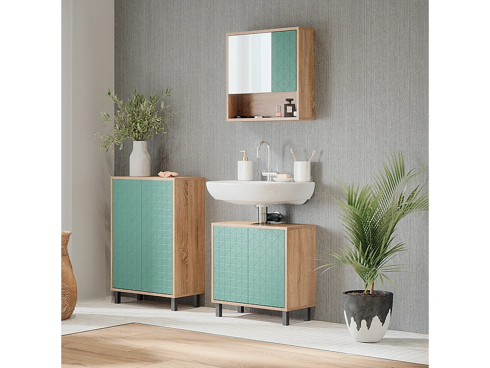 Meuble salle de bain vert menthe 56.2x28x83.2 agasta